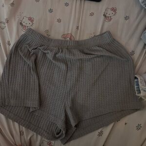 SO Gray Waffle Knit Women's Lounge Shorts